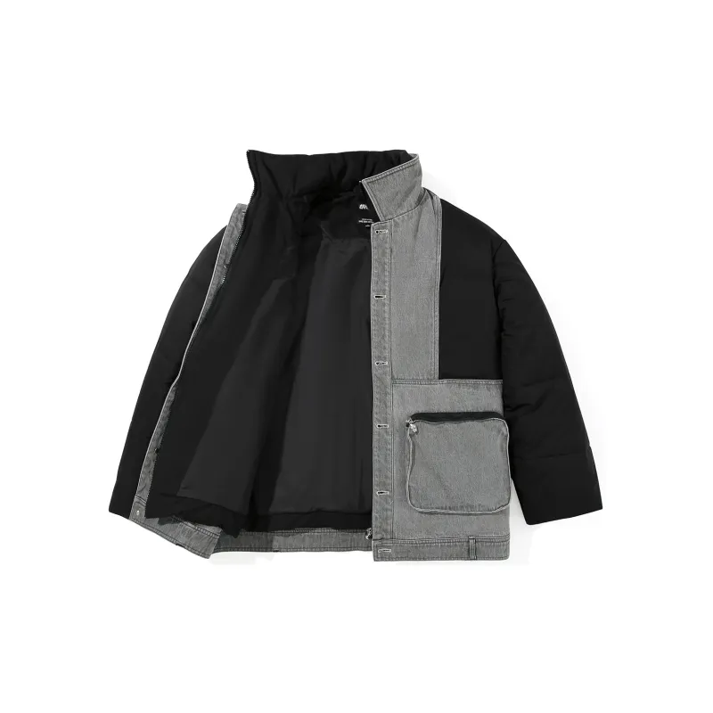 GENANX Puffer Jackets Unisex Black Gray Color-1
