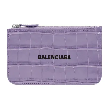 Balenciaga Cash Cow Leather Coin Purse Card Clip Card Holder Large Size Women's Purple Lilac