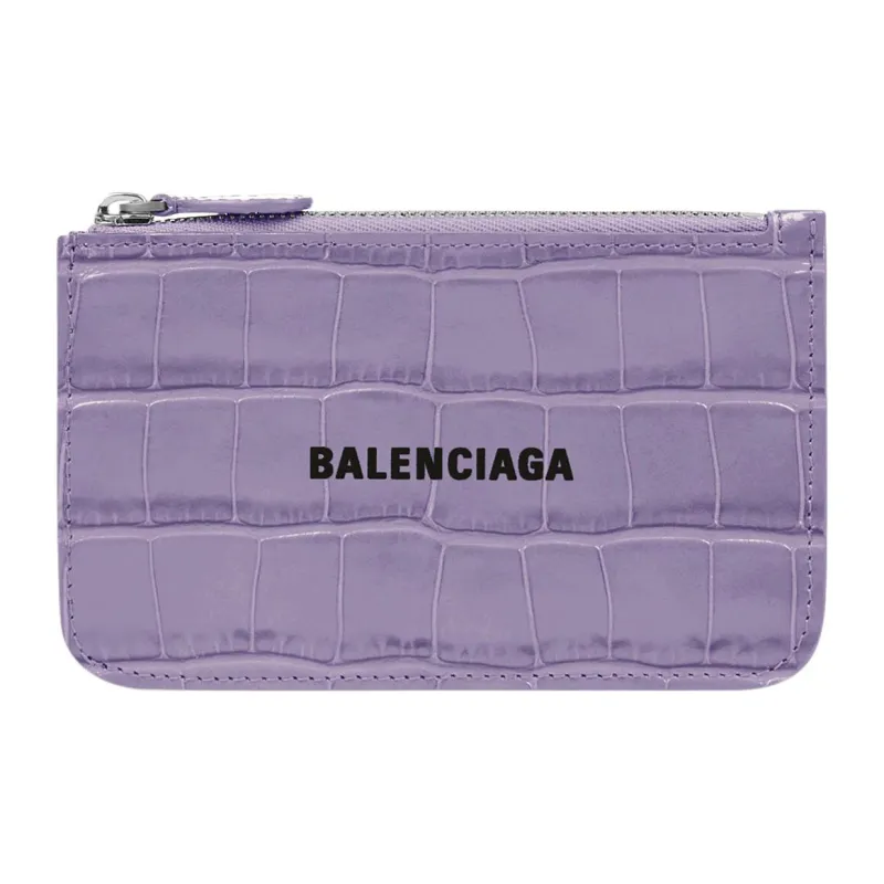 Balenciaga Cash Cow Leather Coin Purse Card Clip Card Holder Large Size Women's Purple Lilac-0