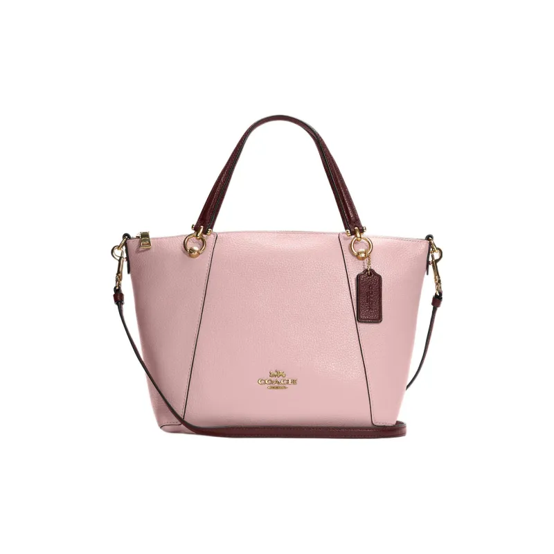 COACH Kacey Genuine Leather Briefcase Shoulder Bag Crossbody Bag Handbag Medium Size Women's Pink & Burgundy-0