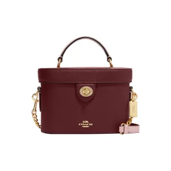 COACH Kay Cross-Stitch Leather Handbag Shoulder Bag Crossbody Bag Small Size Women's Cherry Red