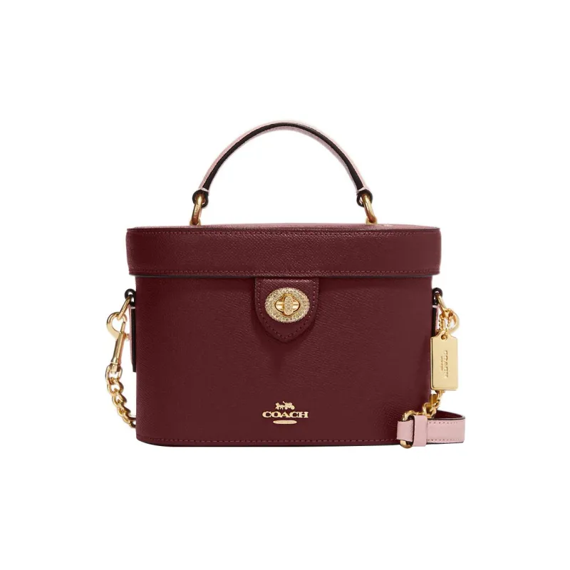 COACH Kay Cross-Stitch Leather Handbag Shoulder Bag Crossbody Bag Small Size Women's Cherry Red-0