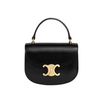 CELINE Triomphe Shiny Calfskin Shoulder Bag Crossbody Bag Handbag Mini Women's Black