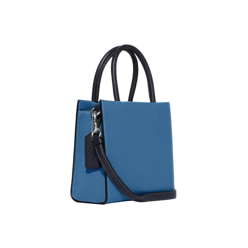 COACH Cally High-Quality Pebbled Leather Handbag Shoulder Bag Crossbody Bag Mini Women's Blue-1