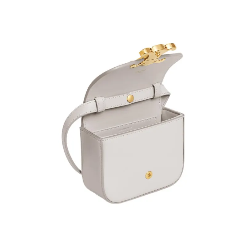 CELINE Triomphe Calfskin Shoulder Bag, Crossbody Bag Mini Women's White-3