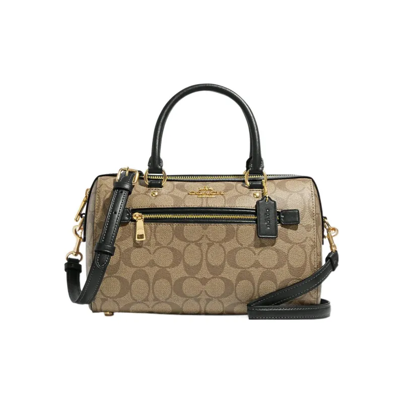 COACH Rowan Satchel Bag Medium Khaki/Black-0