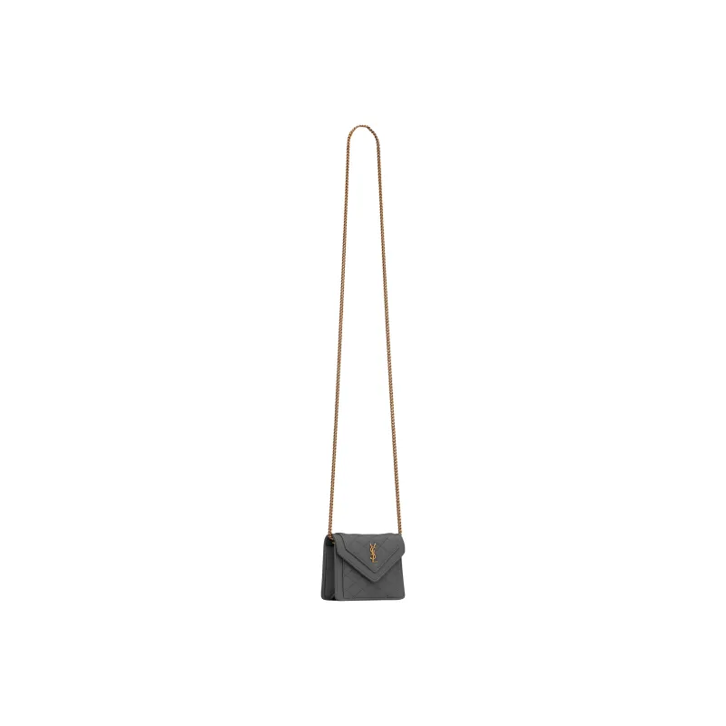 SAINT LAURENT GABY Sheepskin Shoulder Bag Crossbody Bag Extra Mini Women's Dark Gray-3