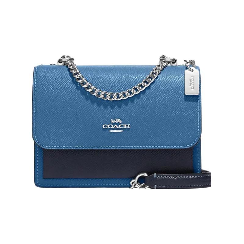 COACH Klare Cross Grain Leather Shoulder Bag, Crossbody Bag Mini Women's Blue-0