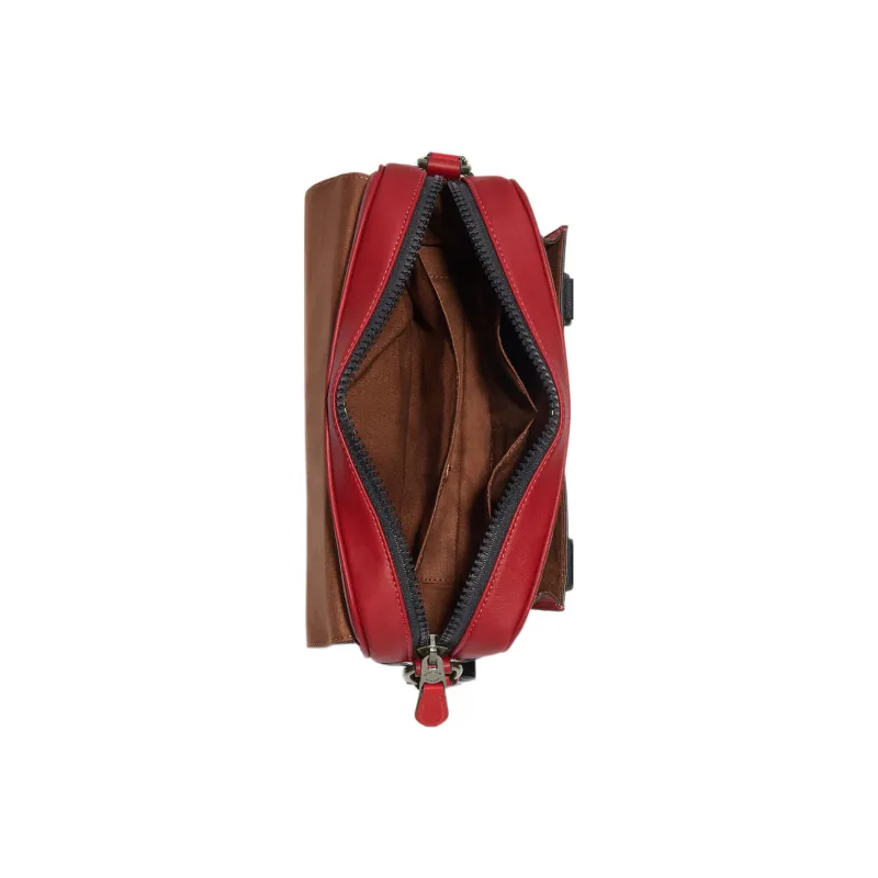 COACH Track Cow Leather Shoulder Bag Crossbody Bag Large Size Men's Red & Khaki-3