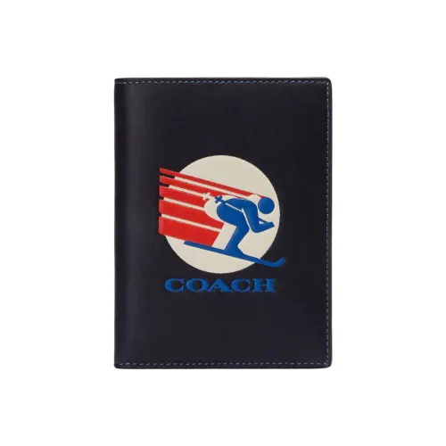COACH Smooth Calf Leather Document Bag, Card Holder, Passport Holder Mini Men's Black