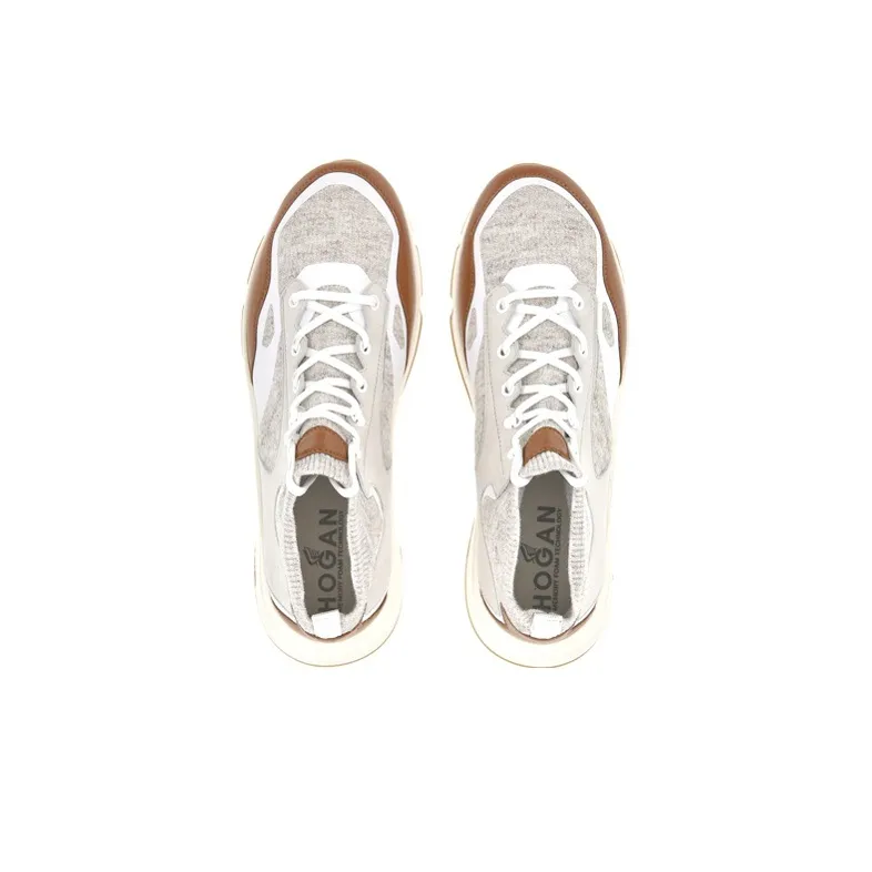 HOGAN Hyperlight Slip-Resistant High-Top Casual Shoes Men's White Beige Brown-4