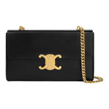 CELINE Triomphe Cow Leather Crossbody Bag Shoulder Bag Women's Black