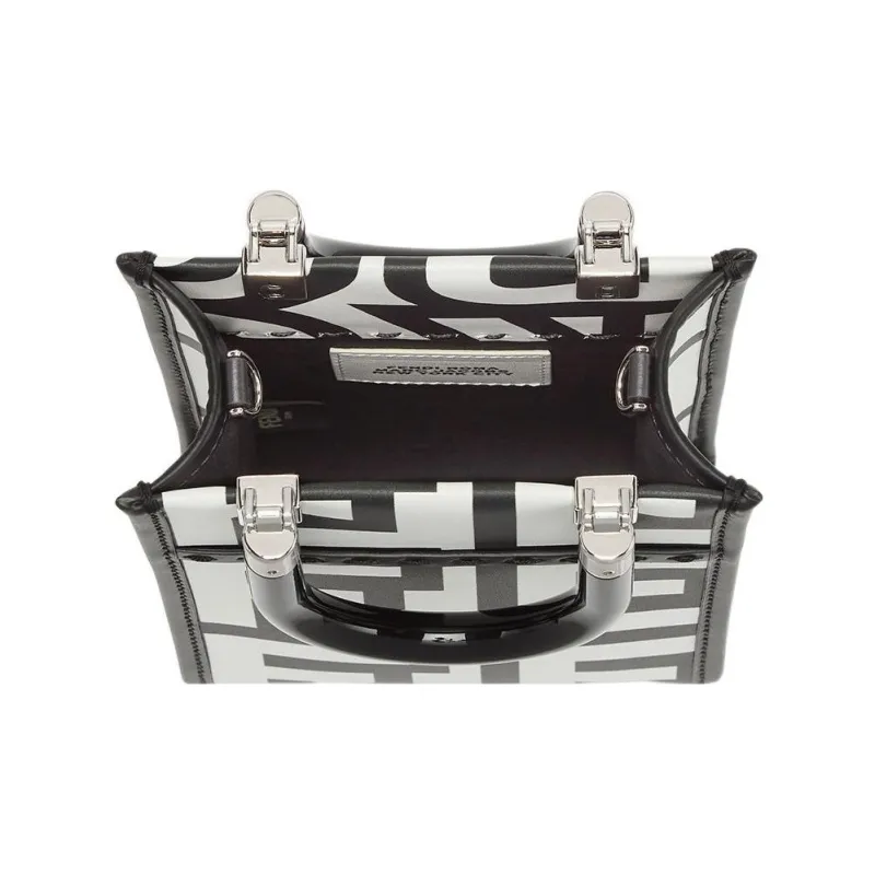 FENDI Sunshine Cow Leather Tote Bag Shopping Bag Shoulder Bag Crossbody Bag Handbag Mini Women's White/Black-3