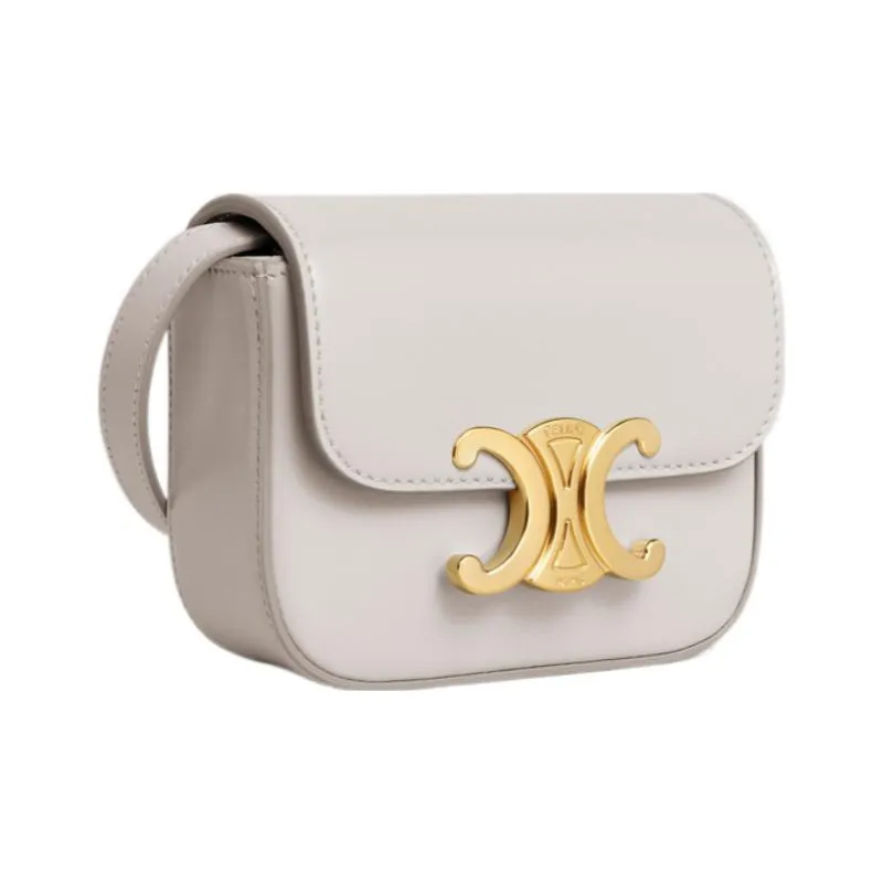 CELINE Triomphe Calfskin Shoulder Bag, Crossbody Bag Mini Women's White-2