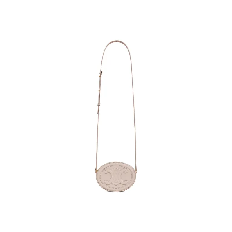 CELINE Cuir Triomphe Smooth Calf Leather Mooncake Bag Wallet Shoulder Bag Crossbody Bag Regular Women's Light Pink-3