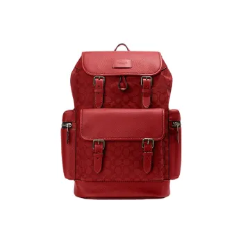 COACH Sprint Fabric With Pebbled Leather And Calfskin Backpack Large Size Men's Red