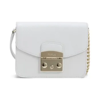 Furla Metropolis Collection Cow Leather Crossbody Bag Mini Women's White
