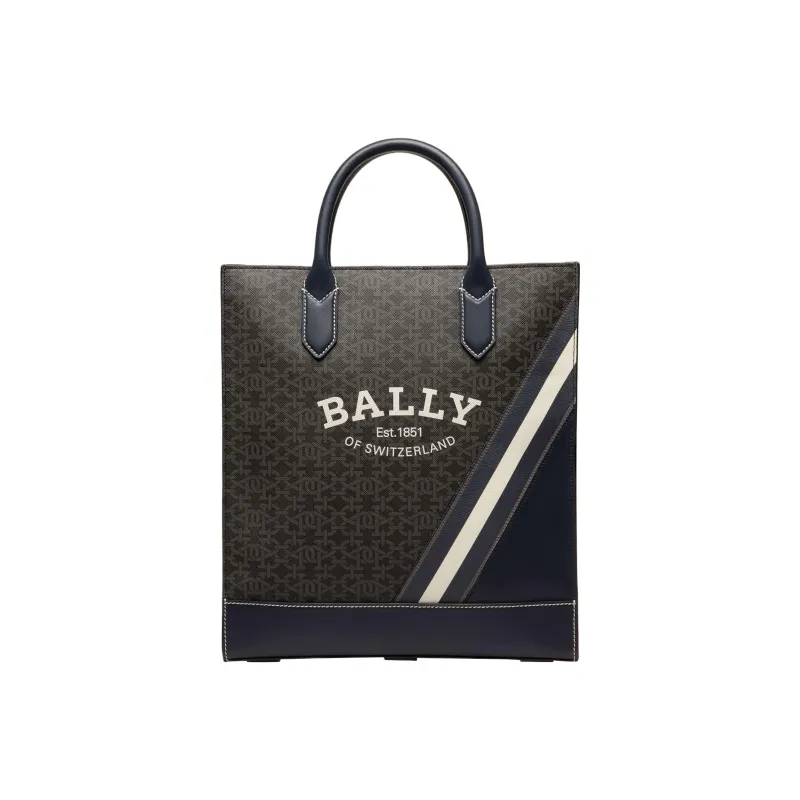 BALLY Calfskin Detail Tote Bag, Shopping Bag, Shoulder Bag, Crossbody Bag, Handbag Men's Gray-0