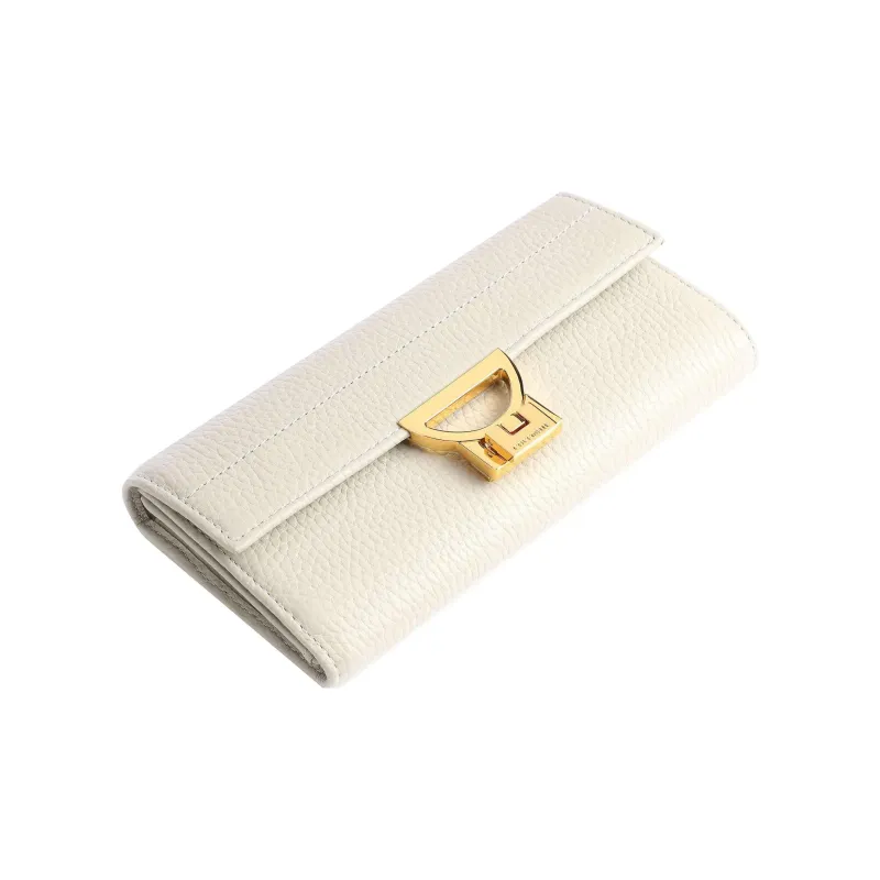 COCCINELLE Grain Texture Leather Clutches Wallets Men's White-2