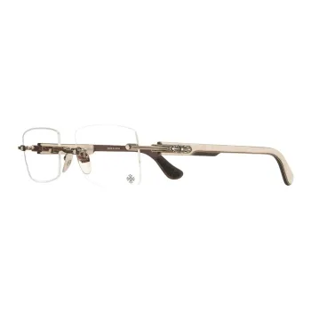 Chrome Hearts Alloy Square Eyeglass Frames Unisex Brown