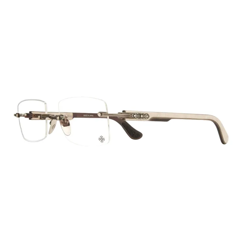 Chrome Hearts Alloy Square Eyeglass Frames Unisex Brown-0