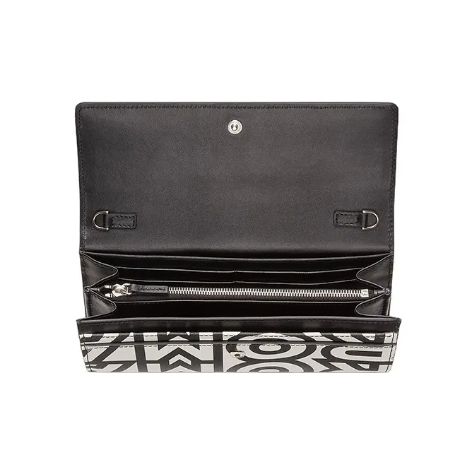 FENDI Nappa Cow Leather Wallet Women's Black/White-3