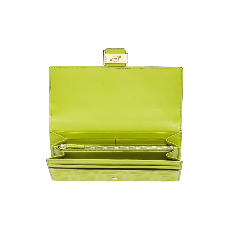 FENDI Baguette Lambskin Card Holder Wallet Women's Green-2