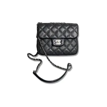 CHANEL Cow Leather Mini Square Flap Bag, Crossbody Bag, Shoulder Bag Women's Black