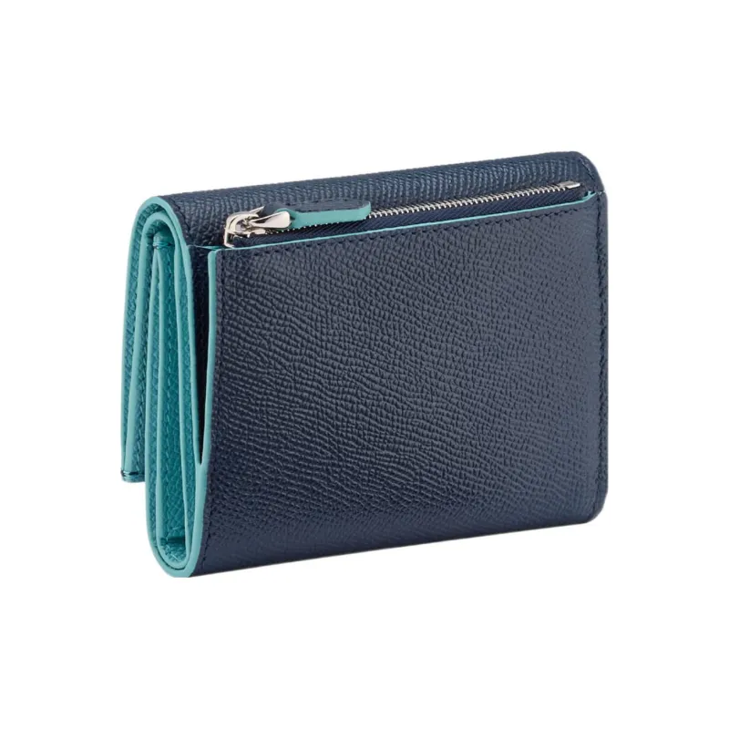 BVLGARI Bulgari Clip Calfskin Wallet Women's Blue-1