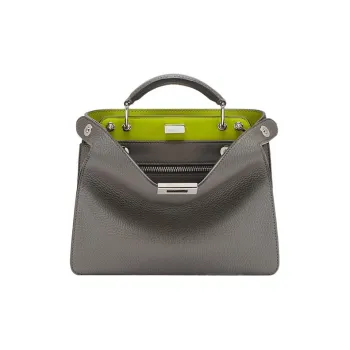 FENDI Peekaboo ISeeU Calfskin Shoulder Bag, Crossbody Bag, Handbag Mini Men's Gray/Green