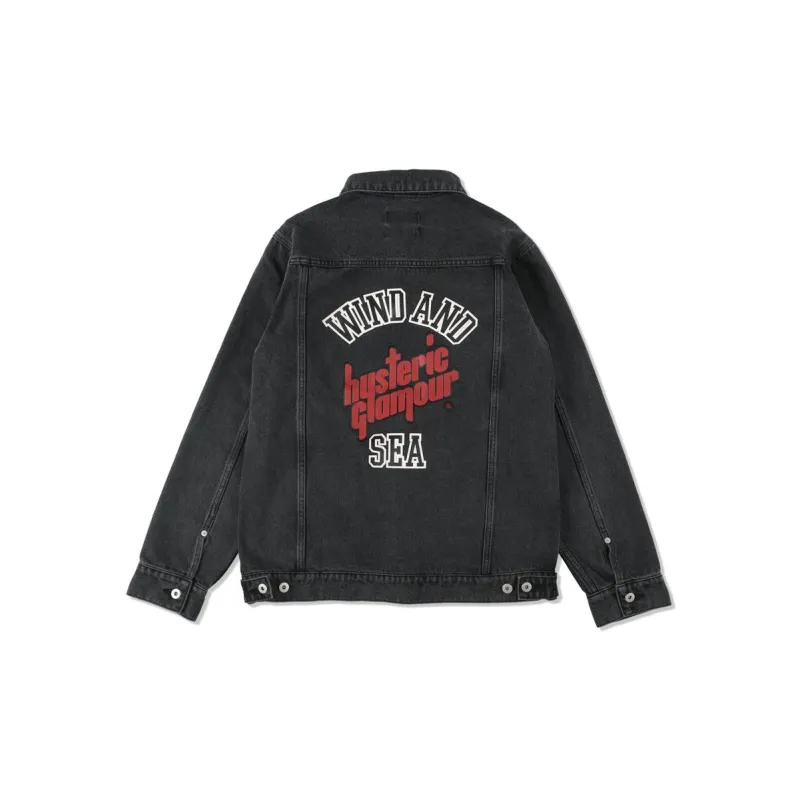 Hysteric Glamour X WIND AND SEA Denim Jackets Men Dark Gray-1