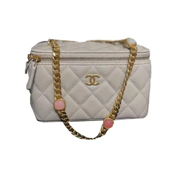 CHANEL 22BFW Lambskin Box Bag One Shoulder Crossbody Makeup Bag Women's Gray