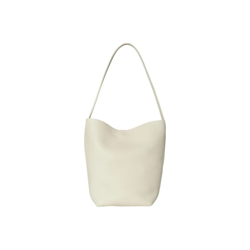 THE ROW N/S Park Grain Calfskin Bucket Bag Tote Shoulder Bag, Handbag Trumpets Women's Ivory White-0