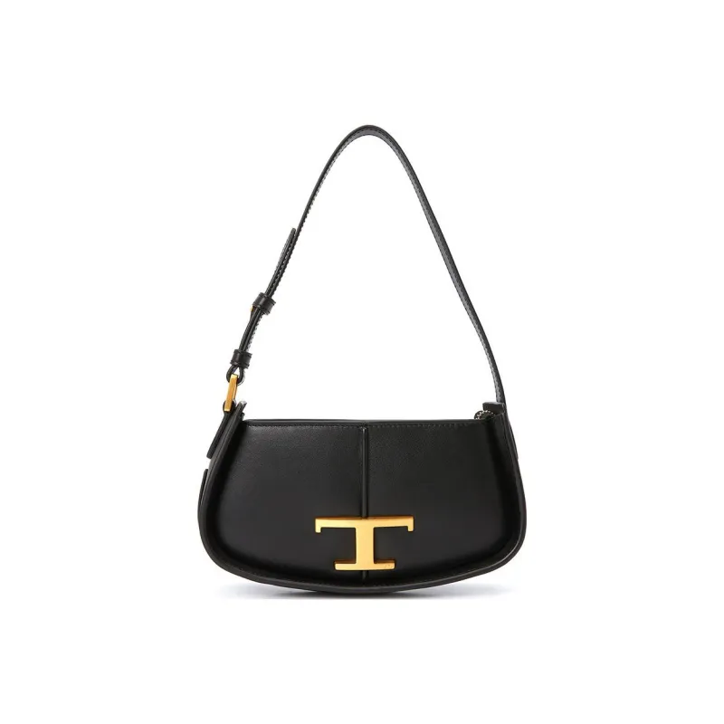 TOD'S Timeless Calfskin Shoulder Bag, Handbag, Shoulder Bag Women's Black-0