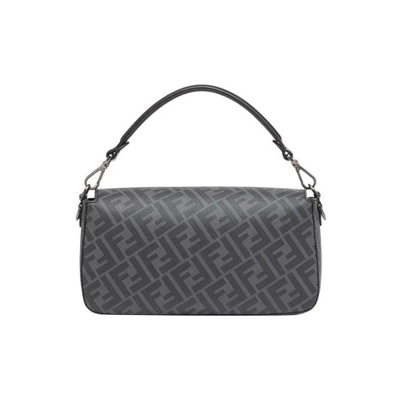 FENDI Baguette Cow Leather Shoulder Bag Crossbody Bag Handbag Men's Black-2