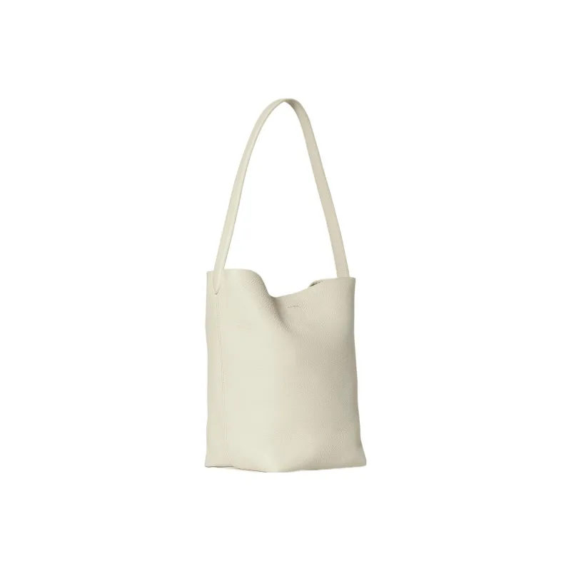 THE ROW N/S Park Grain Calfskin Bucket Bag Tote Shoulder Bag, Handbag Trumpets Women's Ivory White-1