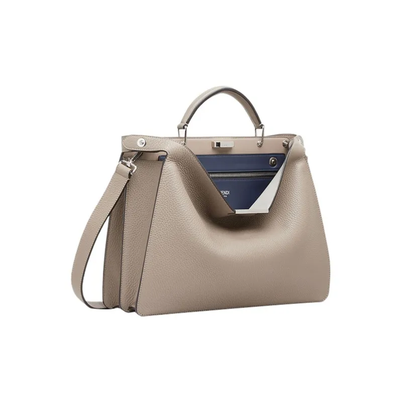 FENDI Peekaboo ISeeU Calfskin Shoulder Bag, Crossbody Bag, Handbag Medium Size Men's Beige-1