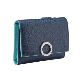 BVLGARI Bulgari Clip Calfskin Wallet Women's Blue