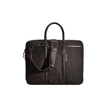 COACH Metropolitan Nylon With Calfskin Business Bag, Shoulder Bag, Crossbody Bag, Handbag Large Size Women's Black
