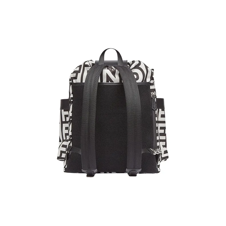 FENDI Cow Leather Backpack Large Size Men's Black/White-2