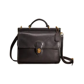 COACH Willis Leather Handbag, Shoulder Bag, Crossbody Bag Large Size Women's Black
