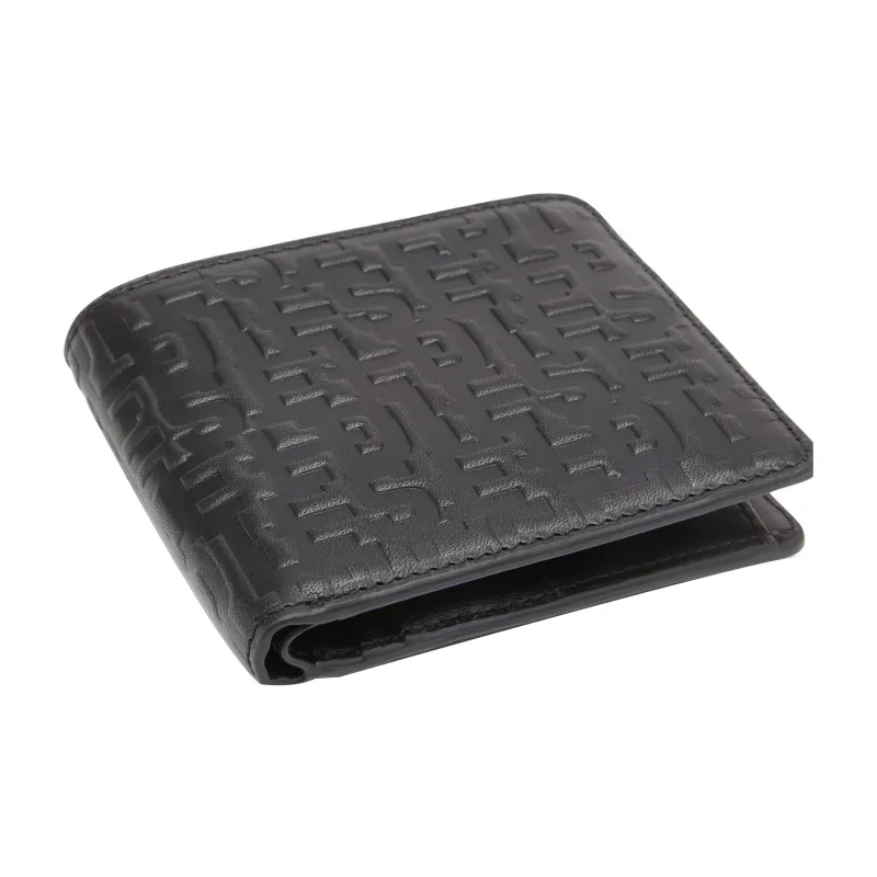 DIESEL Cow Leather Card Holder Wallet Men's Black-3