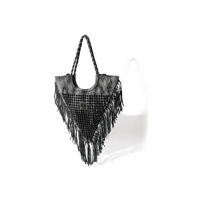 MASTER CANVAS Fabric Triangle Bag Fringe Canvas Bag Shoulder Bag Crossbody Bag Unisex-2