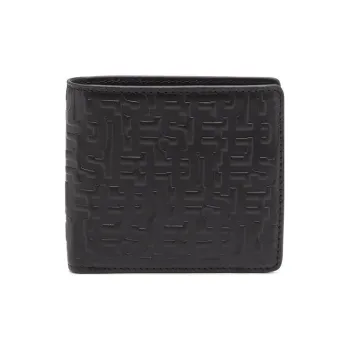 DIESEL Cow Leather Card Holder Wallet Men's Black