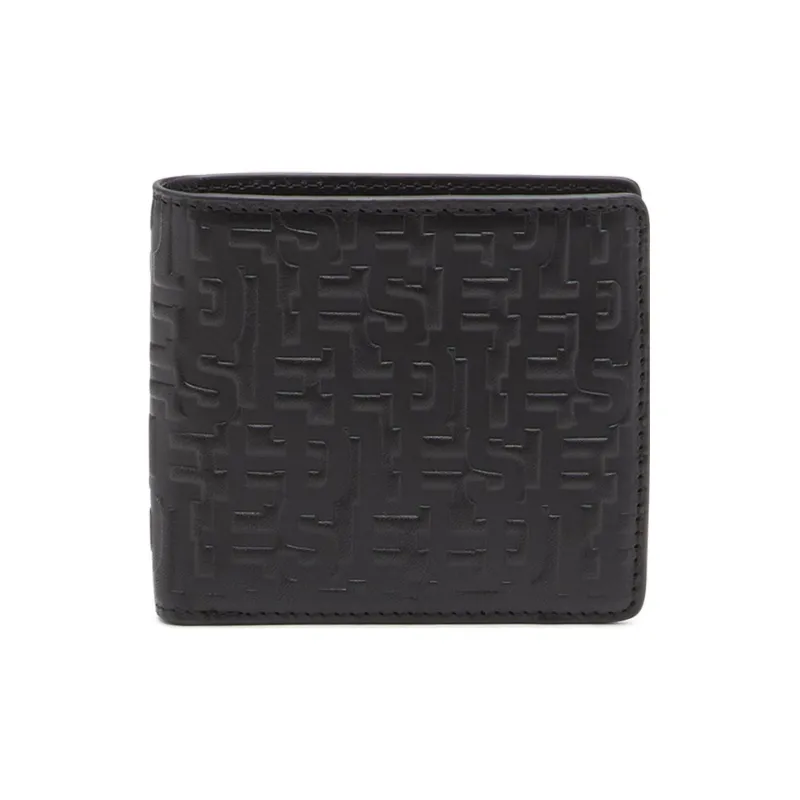 DIESEL Cow Leather Card Holder Wallet Men's Black-0