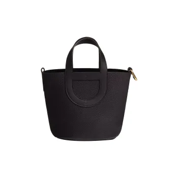 HERMES In The Loop Clemenc Bullhide With Swift Calfskin Basket Bag Bucket Bag Handbag Regular Women's Black