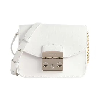 Furla Metropolis Collection Calfskin Crossbody Bag Shoulder Bag Women's Pink White