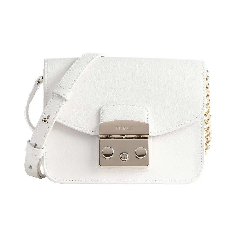 Furla Metropolis Collection Calfskin Crossbody Bag Shoulder Bag Women's Pink White-0
