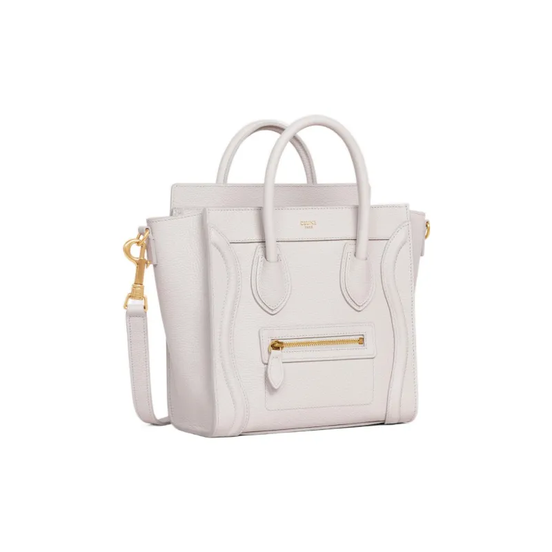 CELINE Luggage Drum Pattern Calfskin Smile Bag Shoulder Bag Crossbody Bag Handbag Extra Mini Women's White-1