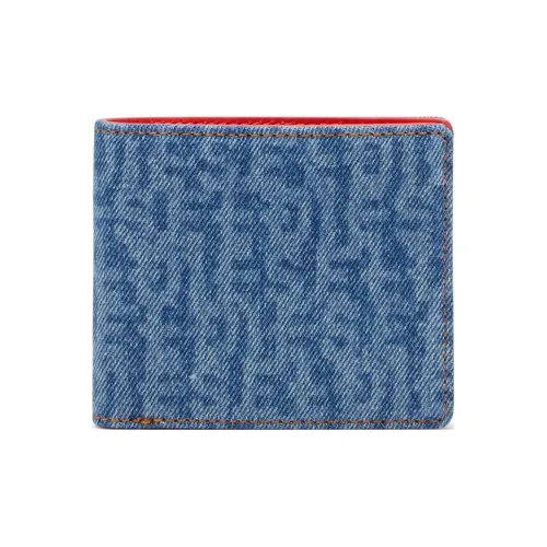 DIESEL 100% Cotton Card Holder Wallet Men's Blue/Red